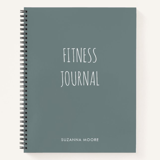 Modern Simple Grey Gym Workout Health Fitness Notebook (Front)