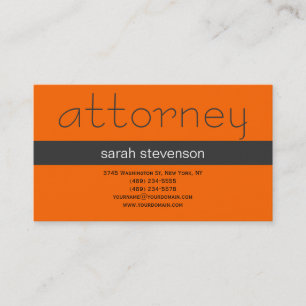 Modern Simple Grey Orange Attorney Business Card