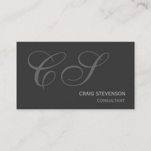 Modern Simple Grey Plain Monogram Business Card