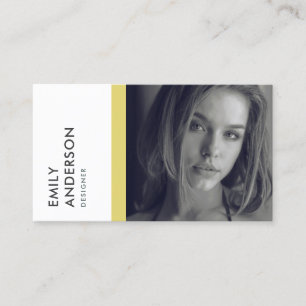 MODERN SIMPLE GREY YELLOW PERSONAL PHOTO IDENTITY BUSINESS CARD
