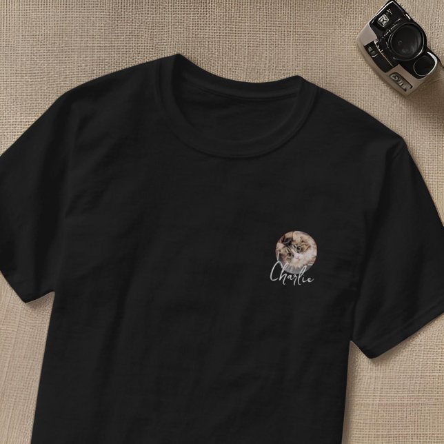 Modern Simple Grunge Custom Badge Pet Photo Name T-Shirt (Creator Uploaded)