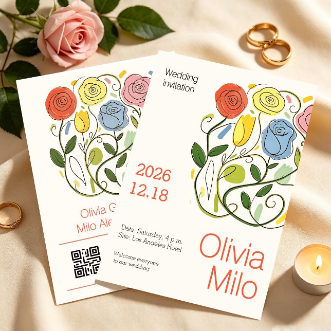 Modern simple hand-drawn floral invitation (Creator Uploaded)