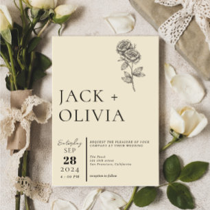 modern simple Hand Drawn flower trend Wedding Invitation