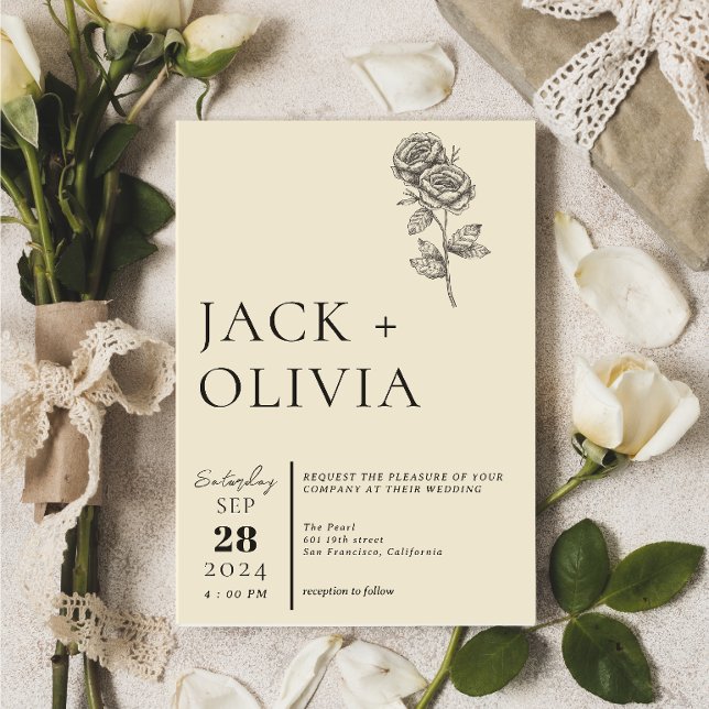modern simple Hand Drawn flower trend Wedding Invitation (Creator Uploaded)