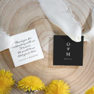 Modern Simple Handwriting Black and White Wedding Favour Tags