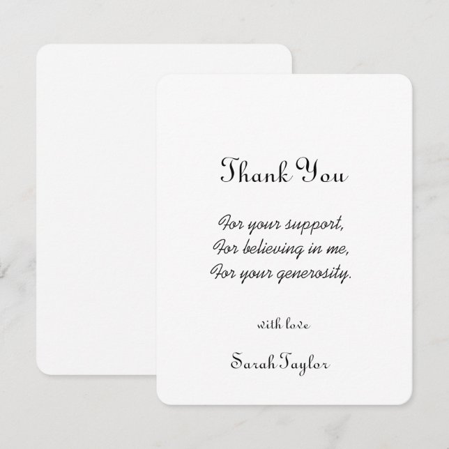 Modern Simple Handwriting Bridal Shower Wedding  Thank You Card (Front/Back)