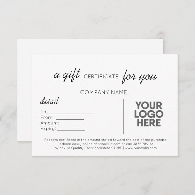 Modern Simple Handwriting Business Gift With Logo  (Front/Back)
