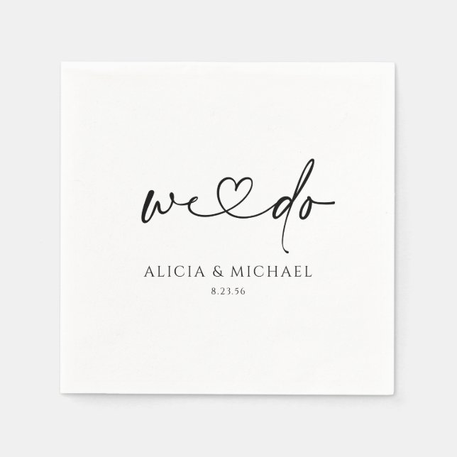 Modern Simple Handwriting Heart Wedding Napkin (Front)
