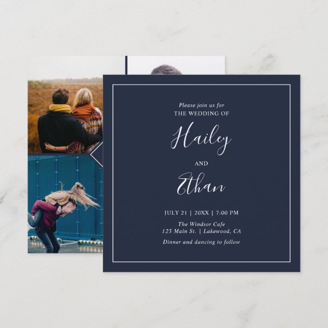 Modern Simple Handwriting Photo Wedding Invitation (Front/Back)