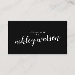 Modern Simple Handwritten Calligraphy Plain Black Business Card
