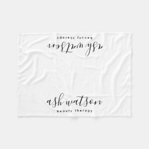 Modern Simple Handwritten Calligraphy Plain White Fleece Blanket