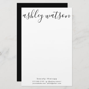 Modern Simple Handwritten Calligraphy Plain White Stationery