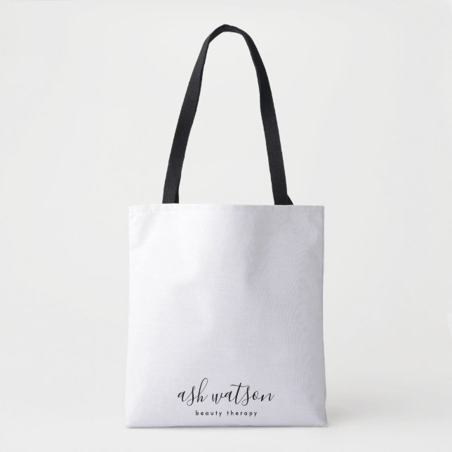 Modern Simple Handwritten Calligraphy Plain White Tote Bag (Front)