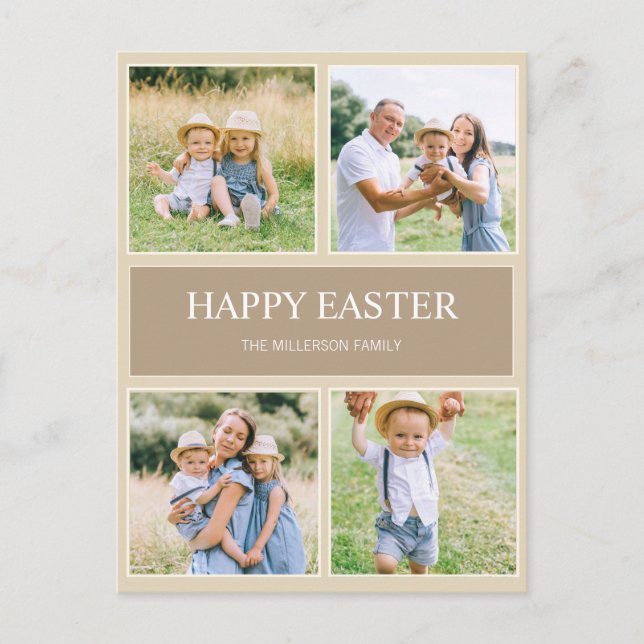 Modern Simple Happy Easter 4 Family Photo    Postcard (Front)