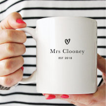 Modern Simple Heart Custom Mug for Bride