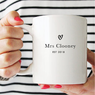 Modern Simple Heart Custom Mug for Bride
