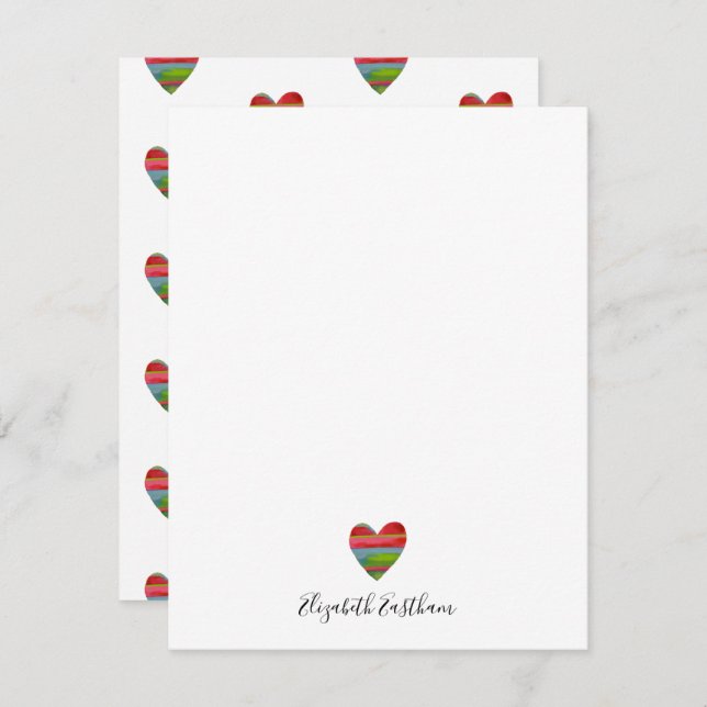Modern Simple Heart Script Note Card (Front/Back)