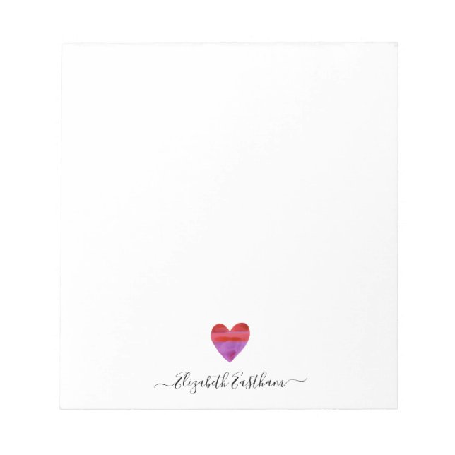 Modern Simple Heart Script Notepad (Front)