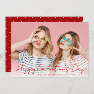 Modern Simple Hearts Happy Gelantine's Day Photo Holiday Card