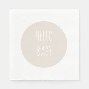 Modern Simple "Hello Baby" Neutral Circle Napkin