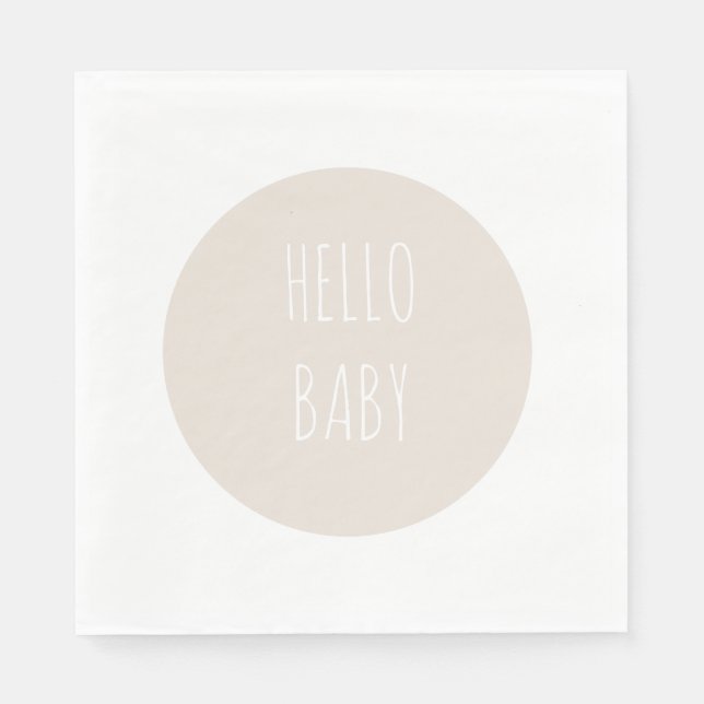 Modern Simple "Hello Baby" Neutral Circle Napkin (Front)