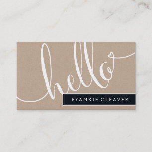 MODERN SIMPLE hello script trendy type kraft Business Card