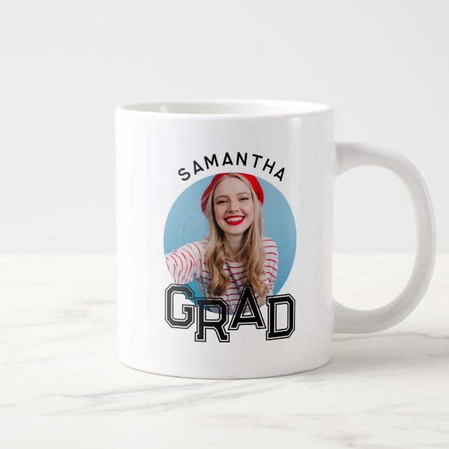 Modern Simple High School Grad Photo Graduation Large Coffee Mug (Right)