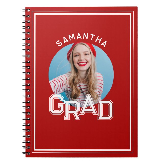 Modern Simple High School Grad Photo Graduation Notebook (Front)