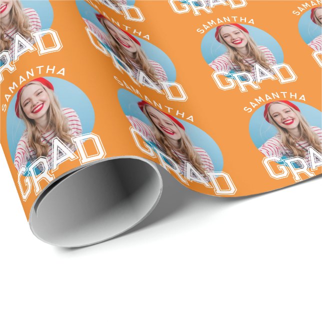 Modern Simple High School Grad Photo Graduation Wrapping Paper (Roll Corner)
