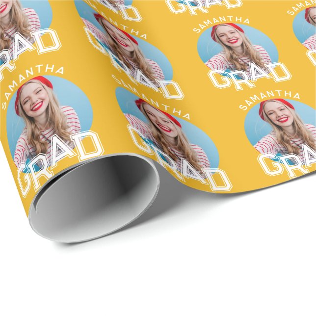 Modern Simple High School Grad Photo Graduation Wrapping Paper (Roll Corner)