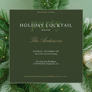Modern Simple Holiday Cocktail Christmas Party Invitation