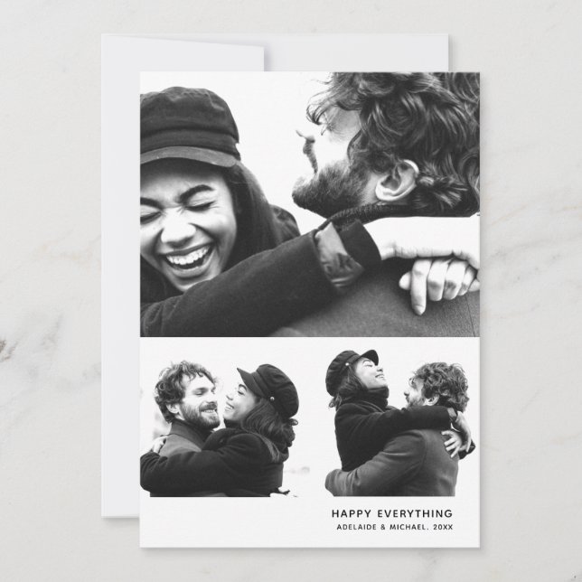 Modern Simple Holiday Photo Collage Card (Front)