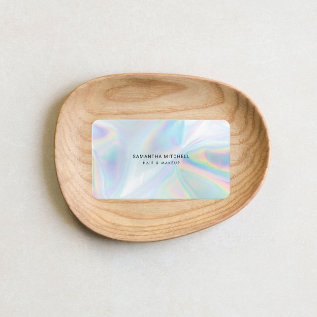 Modern Simple Holographic Beautician Makeup Artist Business Card (Holographic Modern Minimalist Business Card)