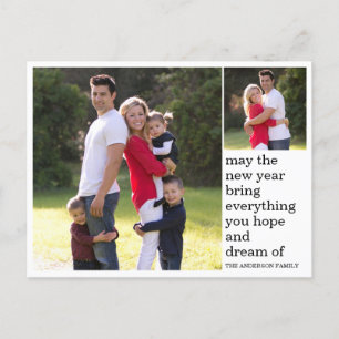 Modern Simple Hope Dreams Happy New Year Photo Holiday Postcard
