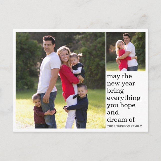 Modern Simple Hope Dreams Happy New Year Photo Holiday Postcard (Front)