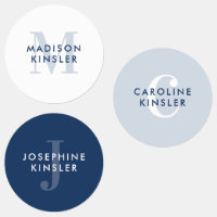 Modern Simple Initial Boho Blue Waterproof Name
