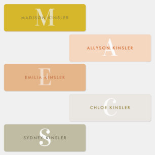 Modern Simple Initial Boho Waterproof Name Labels