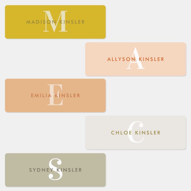 Modern Simple Initial Boho Waterproof Name Labels (Group)