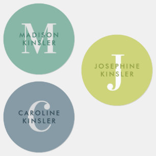 Modern Simple Initial Green Blue Waterproof Name L