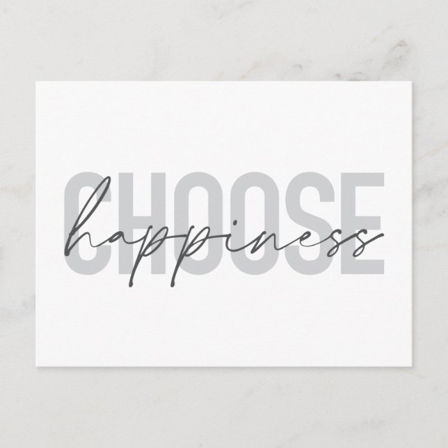 Modern, simple, inspirational "Choose Happiness" Postcard (Front)