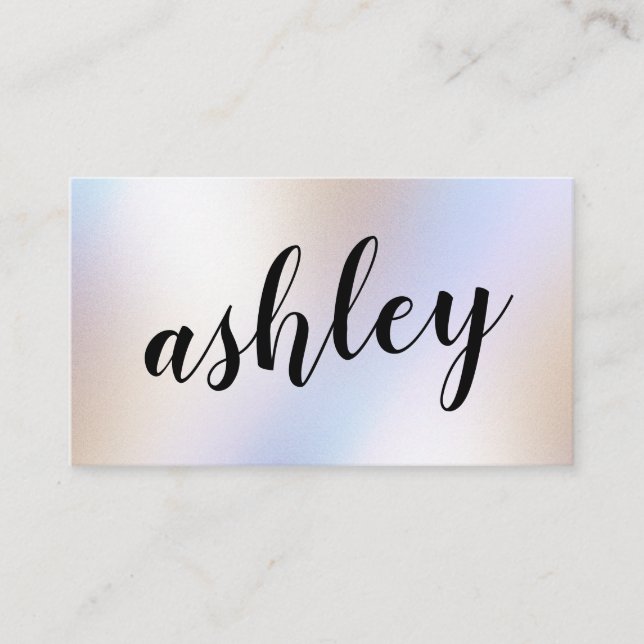Modern Simple Iridescent Holographic Shimmer Business Card (Front)