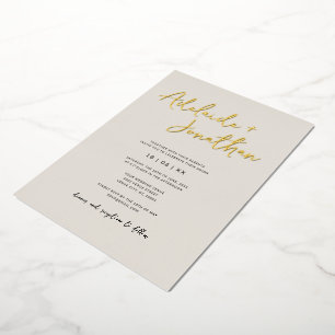 Modern Simple Ivory Wedding Gold Lettering
