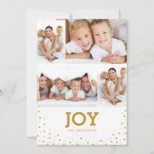 Modern Simple Joy Holiday Photo Collage Card