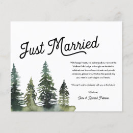 Modern Simple Just Married Elopement Card