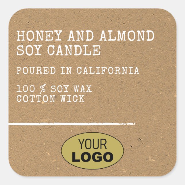 Modern Simple Kraft Paper Brown Logo Template Square Sticker (Front)