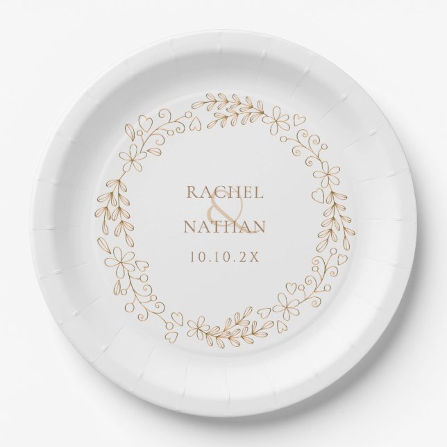Modern Simple Laurel Garland Paper Plate (Front)