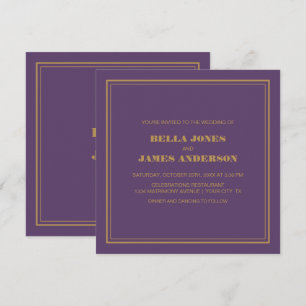 Modern Simple Lavender Gold Wedding Invitation