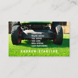 Modern Simple Lawn Mowing & Gardening Services Business Card