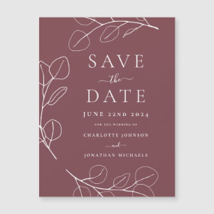 Modern Simple Leaves Burgundy Wedding