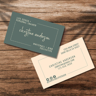 Modern Simple Life Coach Personal Trainer | Green Business Card